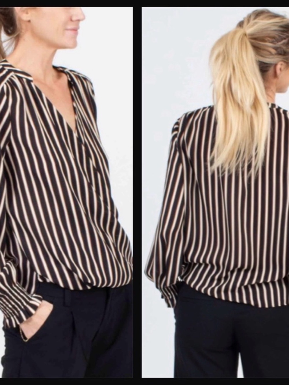 Scotch & Soda Striped Dolman Sleeve Blouse - Black & Cream